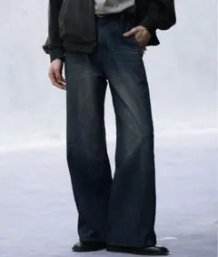 【WYM LIDNM】CURVED FLARE DENIM SLACKS