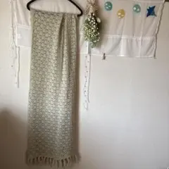 レース編みストール フリンジ付き