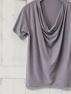 BEAMS HEART バックドレープ 半袖 カットソー グレージュ