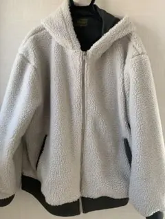 グレー フリースジャケット フード付き3L