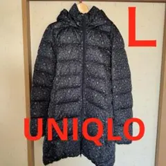 ユニクロ　ストレッチダウンコート ダークグレー　Lサイズ　レオパード　アニマル