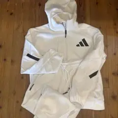 adidas フード付きジャージ上下セット XLサイズ ホワイト