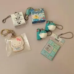 ミニチュアチャーム キーホルダー シナモンロール タイルシール 鼻セレブ キティ