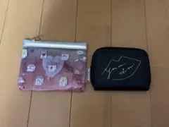 韓国風　ポーチ　財布 2点セット　黒　ガールズ　クリア