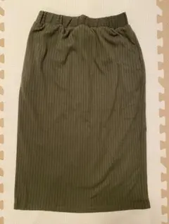 クロスカンパニー　ストライプ　ロング　タイトスカート　膝下　カーキ　フリーサイズ