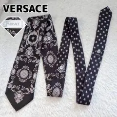 ◾︎希少◾︎ ヴェルサーチ ネクタイ バロック柄 メデューサ モノトーン シルク