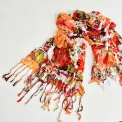 【新品タグ付】花柄フリンジストール ショールオレンジepice topkapi系のサムネイル