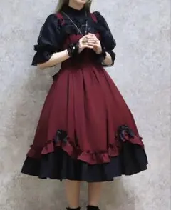 chalmiere シャルミエールパンジーカップケーキ柄ジャンパースカート