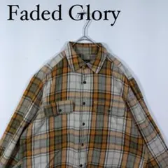 Faded Glory チェック柄長袖シャツ 茶 Mのサムネイル
