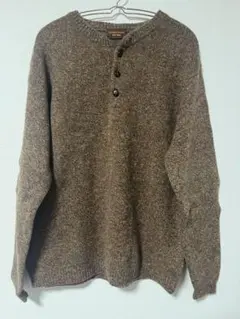 〈ウールニット ハーフボタン〉 アースカラー ウール100% GREENHAWK