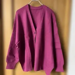 静電気が起きにくいカーディガン パープル