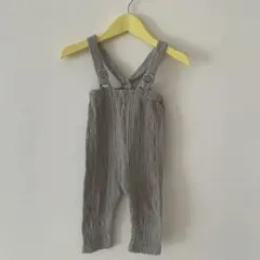 送料込み！韓国子供服　ニットサロペット　モスグリーン　80