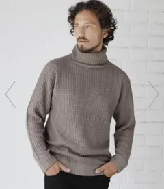 ワッフル編み タートル ニット セーター