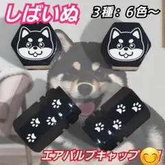 柴犬　しばいぬ　肉球　アルミ エアバルブキャップ　【４個】　ブラック　デザインAのサムネイル