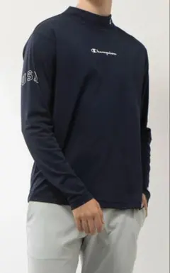 Champion ネイビー ハイネック長袖シャツ　XL