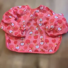 リンゴ柄 袖付き食事用エプロン 80-95cm