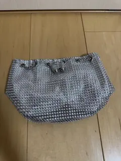 シルバー ビーズ装飾 巾着