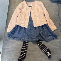 ピンクカーディガンとデニムドレスセット　GAP 80cm