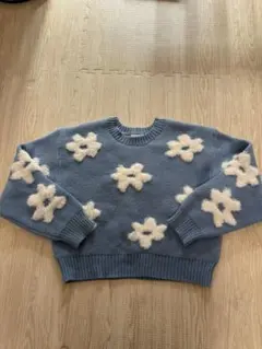 水色 花柄 ニットセーター【最終値下】