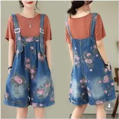 大きいサイズ レディース サロペット　パンツ　ショート　ハーフ　春夏 秋 新品