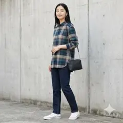ユニクロ　フランネルシャツ　チェック　(M) 羽織り　マルチカラー　ダークカラー