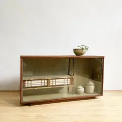 Small glass shelf/display case 2A146 Retro Antique Japanese furniture