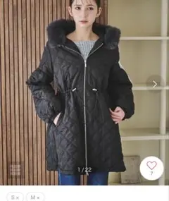 31 Sons de mode ファー付きキルティングミドルコート （ブラック）