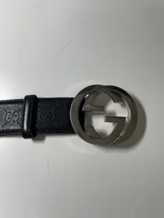 GUCCI 黒レザー ダブルGロゴ ベルト