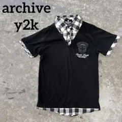 archive y2k クロス　レイヤード　チェック　00s Mサイズ
