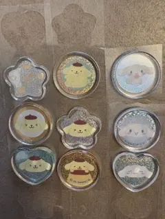 正規品　ポムポムプリン　シナモロール　おはじき風シール9個セット