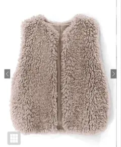ベージュ フェイクファー ベスト