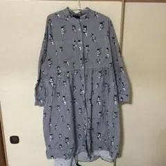 melange ストライプ猫プリント M