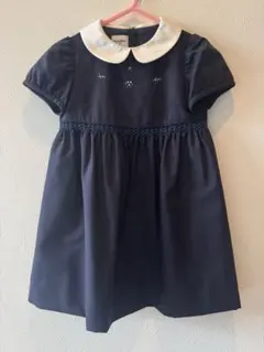 新品】マムエモア♡濃紺ワンピース 女の子 発表会 刺繍 お受験 面接