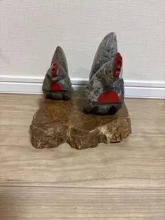 鶏の石像 親子セット置物