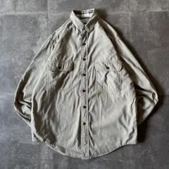 90s L.L.Bean ハリケーンシャツ フランネル裏地 カーキ M A523