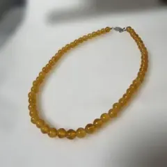 美品 琥珀 大珠 セミロングネックレス 9.0-19.3mm コニャックアンバー 