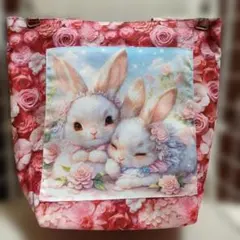 ハンドメイド ミニトートバッグ うさぎ 花柄