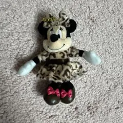 ミニーマウス ヒョウ柄ぬいぐるみ ストラップ付き