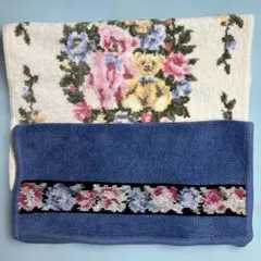 フェイラー花柄とクマの刺繍タオルハンカチ二枚セット
