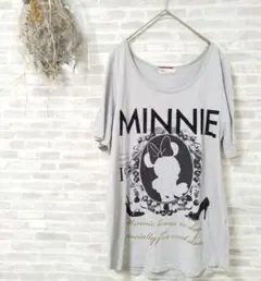 【Disney】ミニー　Tシャツ　Lサイズ　グレー　プリント　MINNIEのサムネイル
