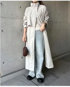 新品 アンドミー スタンドカラー トレンチ ロング コート アウター