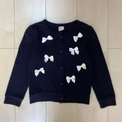 女の子　リボン　黒　ブラック　カーディガン　子供　キッズ　服　上着　120