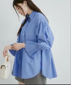 プリーツスリーブシャツ【洗える】