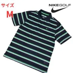 【美品】ナイキゴルフ ポロシャツ DRI-FIT ボーダー メンズM 緑 黒