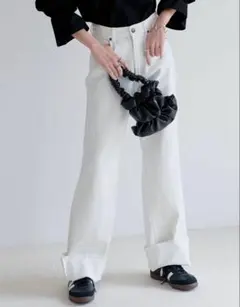 Re:EDIT ホワイトデニム ワイドパンツ 切りっぱなしのサムネイル