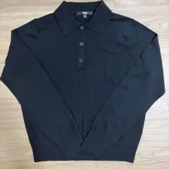 UNIQLO ブラック 長袖メリノポロセーター M