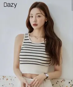 SHEIN Dazy ストライプ クロップドニットトップス　タンクトップ