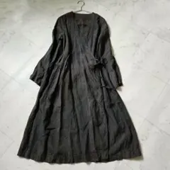 Curensology カレンソロジー 黒リネン シアーシャツワンピ 日本製