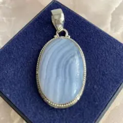 ブルーレースアゲート　SVペンダントトップ