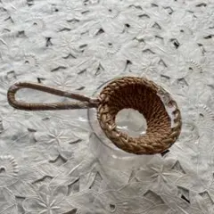ラタン　茶漉し　ティーストレーナー 持ち手付き　未使用